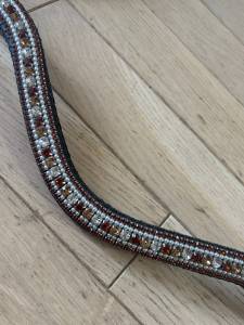 Frontal en strass cognac et perles