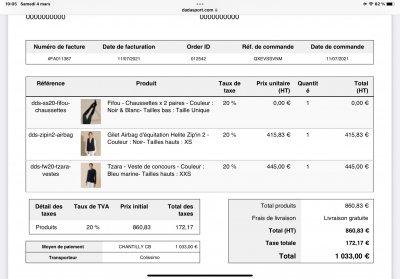 Veste de concours DADA SPORT avec airbag int&eacute;gr&eacute; 