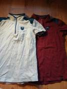2 polo dechatlon bordeaux et bleu/vert 