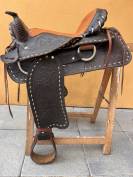 Selle western en cuir grav&eacute;e &ndash; Tr&egrave;s bel &eacute;tat