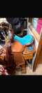 SELLE WESTERN BLEU ET MARRON   taille 17,5 