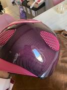 Casque / Bombe GPA First Lady Carbone Cuir Rose & Stras