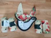 Bandes de polo + bonnet motif coquelicot