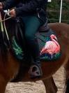 Tapis de selle original motif flamand rose