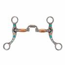 Mors correctionnel fer forgé rouleaux cuivre et perles turquoise - Pool's