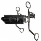 Hackamore cuir branches longues nez rectangle - Jump'in - Cuir havane