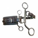 Hackamore cuir petites branches nez rectangle - Jump'in - Inox