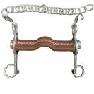 Mors Pelham plat inclinable petites branches - Jump in - Inox recouvert de cuir