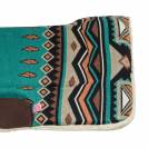 Tapis de selle western vert avec empi&egrave;cements en cuir - Pool's - Eco laine