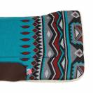 Tapis de selle western bleu avec empi&egrave;cements en cuir - Pool's - &Eacute;co laine