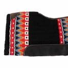 Tapis de selle western en laine avec fond en feutre rouge / noir  - Pool's - Hau