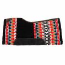 Tapis de selle western en laine avec fond en feutre rouge / noir  - Pool's - Hau