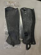 Mini chaps neuf cuir noir d&rsquo;&eacute;quitation mixte femme