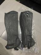 Mini chaps neuf cuir noir d&rsquo;&eacute;quitation mixte femme homm