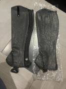 Mini chaps neuf cuir noir d&rsquo;&eacute;quitation mixte femme homm