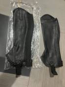 Mini chaps neuf cuir noir d&rsquo;&eacute;quitation mixte enfant  Ca