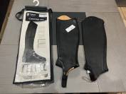 Mini chaps neuf cuir noir d&rsquo;&eacute;quitation mixte femme