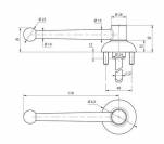 Poign&eacute;e laiton laqu&eacute; noir &agrave; cl&eacute;s - 12mm
