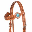 Bridon western avec pierres bleues - Pool's - Cuir souple