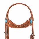 Bridon western avec pierres bleues - Pool's - Cuir souple