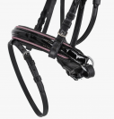 Bridon Bixie Rose avec r&ecirc;nes - QHP - Cuir noir, strass