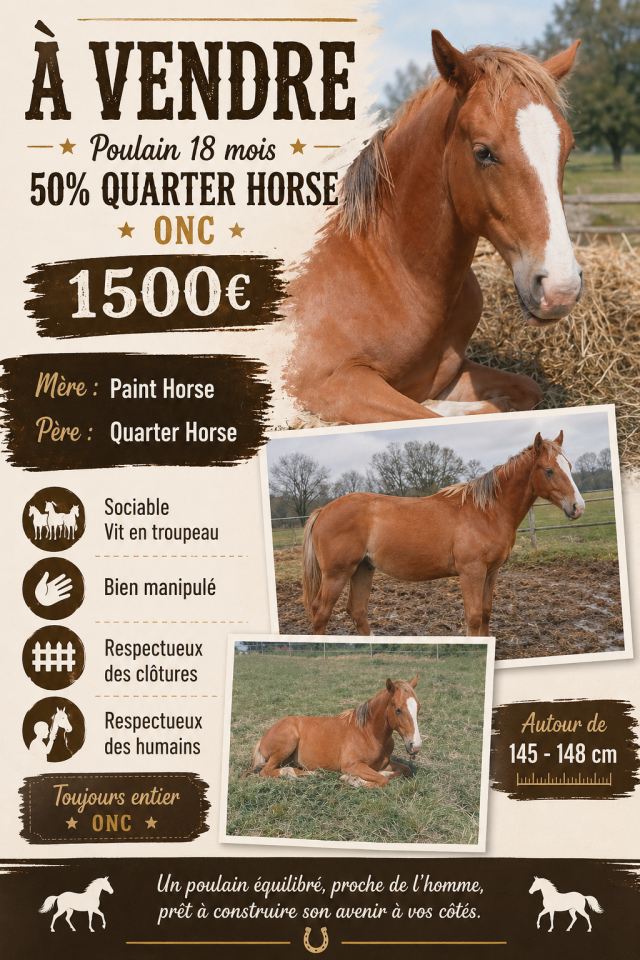 Jeune cheval 18 mois entier
