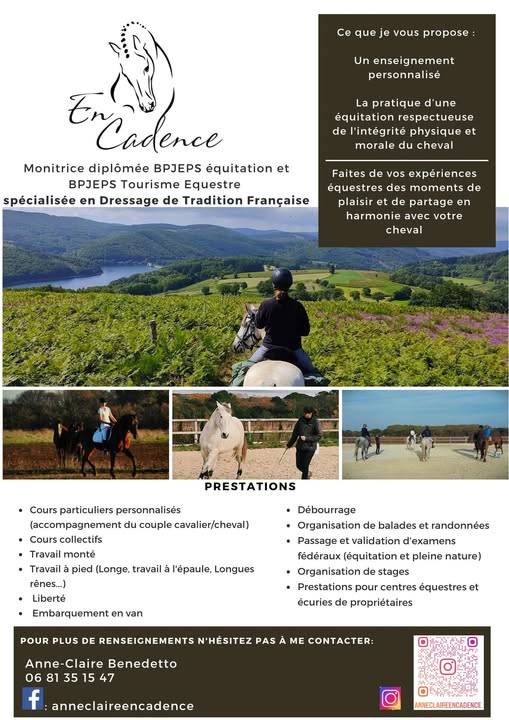 Monitrice d'&eacute;quitation de tradition fran&ccedil;aise