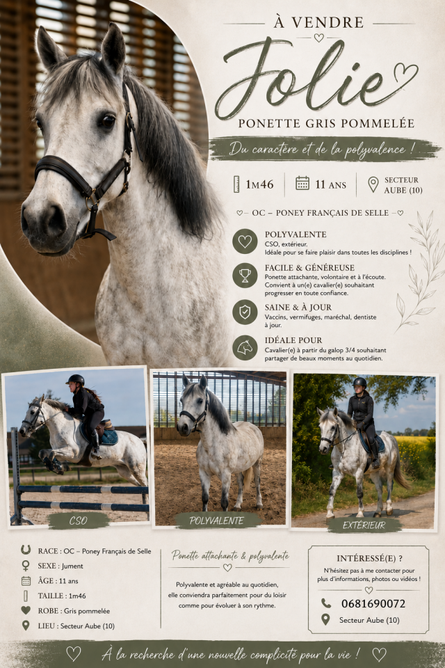 A vendre ponette ou &eacute;change possible