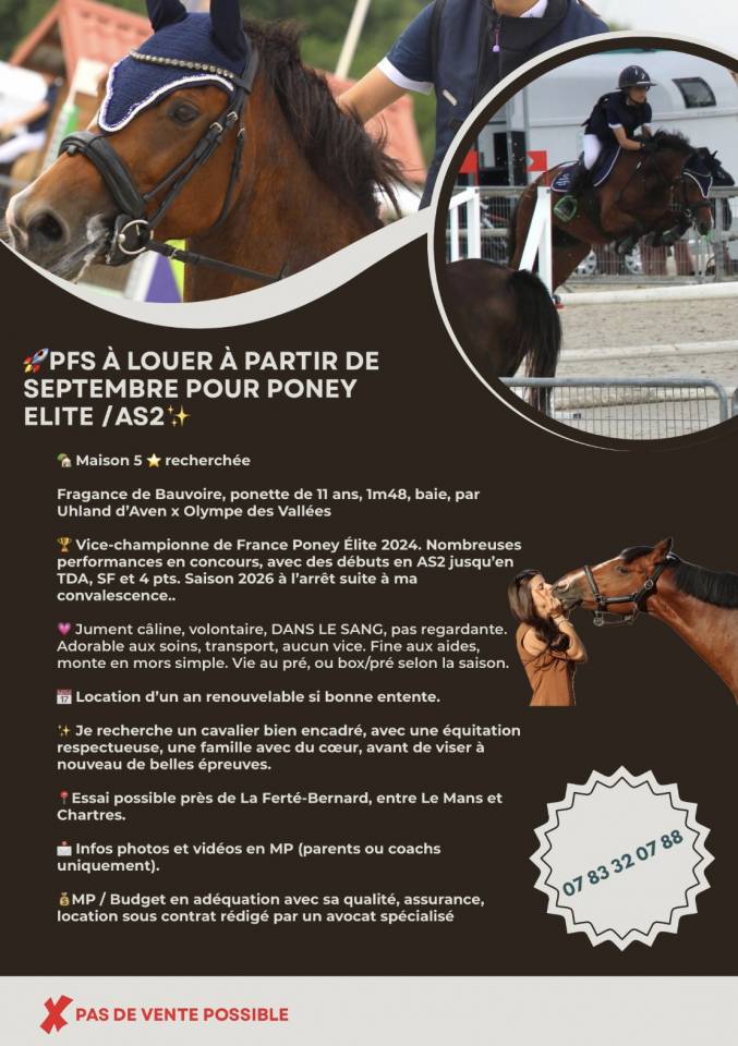 ?PFS A LOUER &agrave; partir de septembre 2026 pour Poney &eacute;li