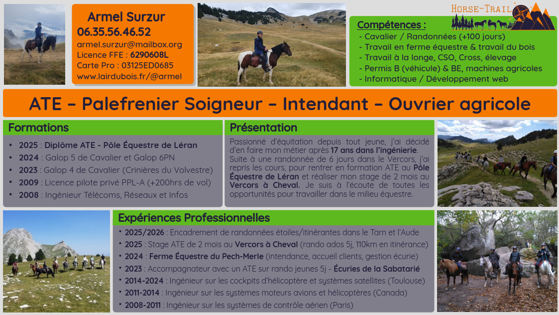 ATE - Palefrenier Soigneur &ndash; Ouvrier agricole