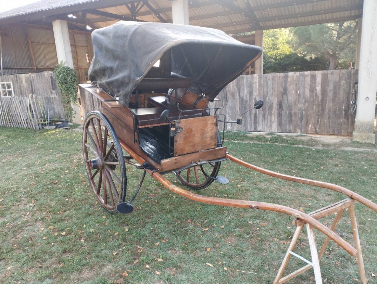Cal&egrave;che 2 roues ancienne avec freins &agrave; disque