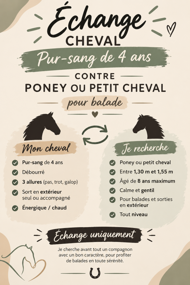 &Eacute;change pur sang 4 ans 