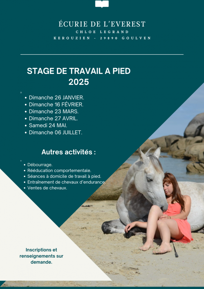 D&eacute;bourrage, r&eacute;&eacute;ducation, travail &agrave; pied, endurance