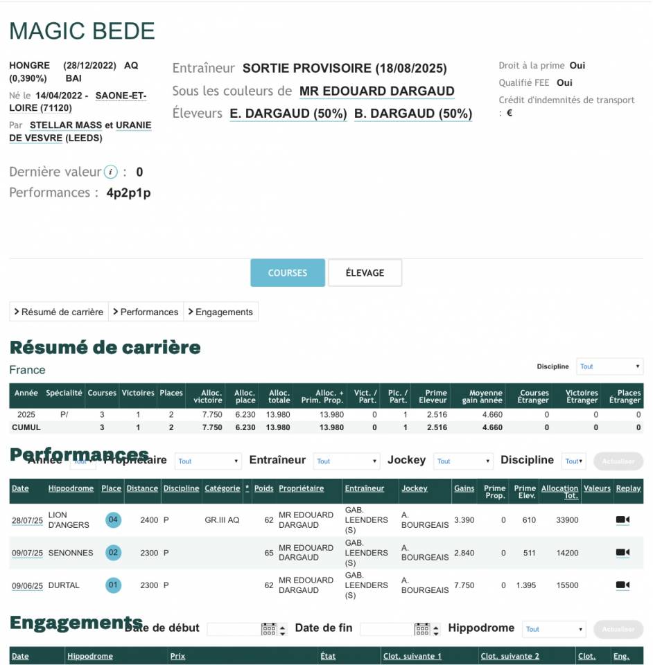 Pouliche yearling AQPS 