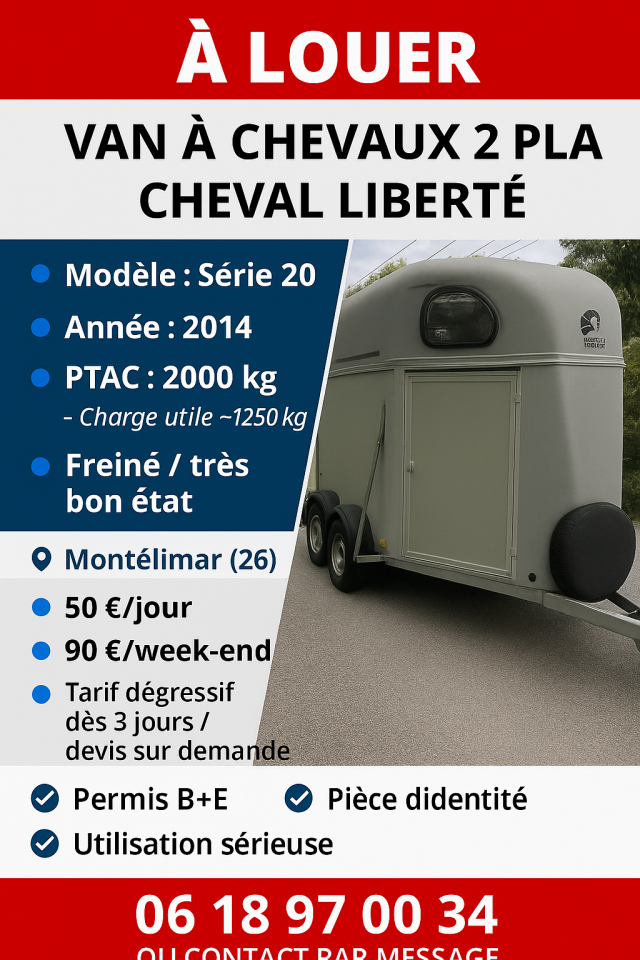 Van cheval libert&eacute; 2 places