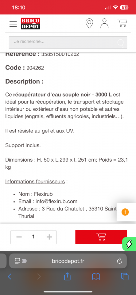 R&eacute;cup&eacute;rateur d&rsquo;eau souple 3000L