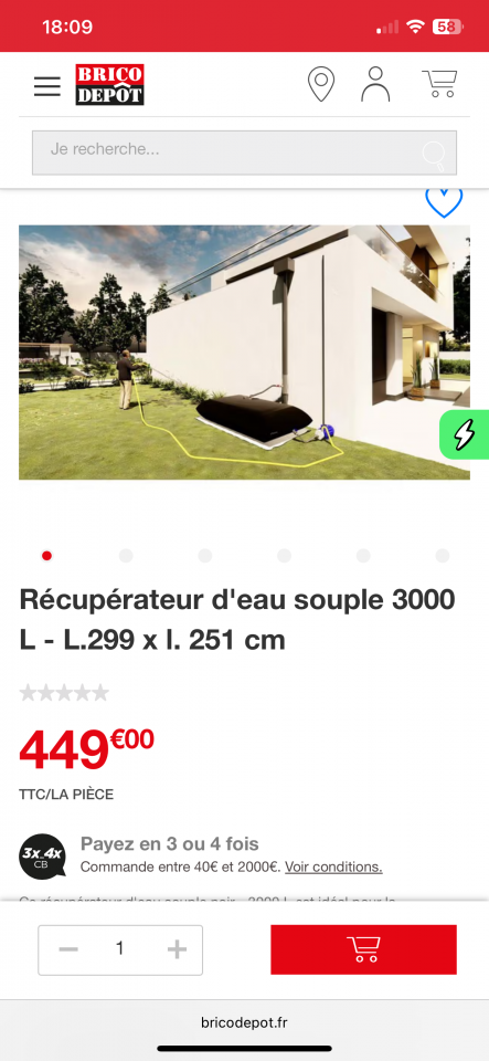 R&eacute;cup&eacute;rateur d&rsquo;eau souple 3000L