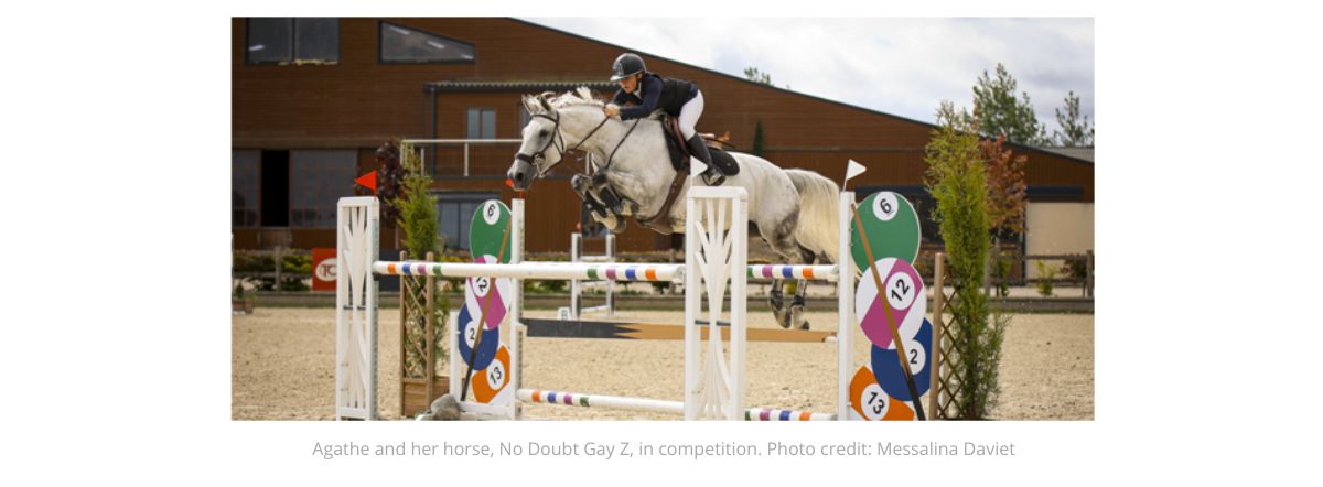 Agathe and her horse  No Doubt Gay Z at a competition